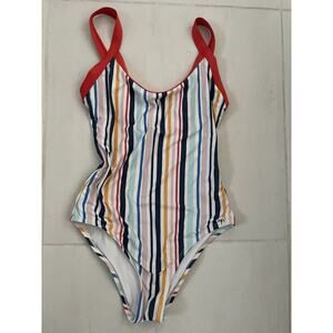 Splendid Malin Gray Swim One Piece Striped Swimsuit Swimwear Beach